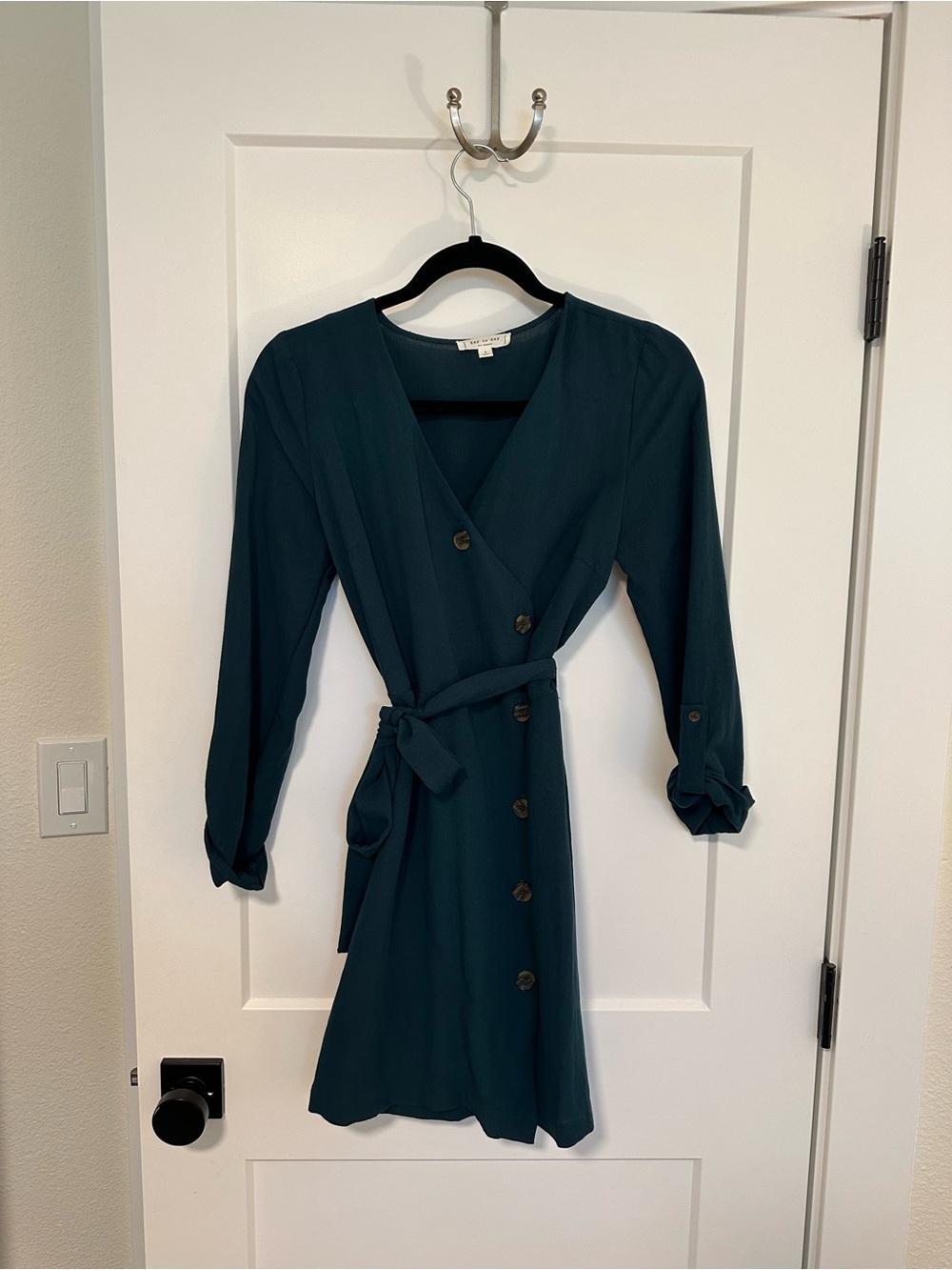 Blu Pepper Teal Wrap Dress with Button Front